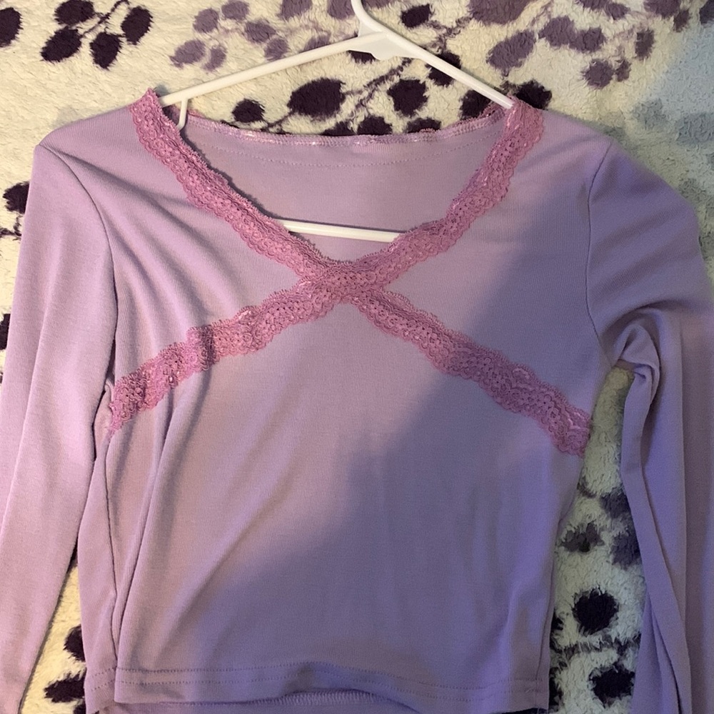 long sleeve purple shirt. worn once. size xs